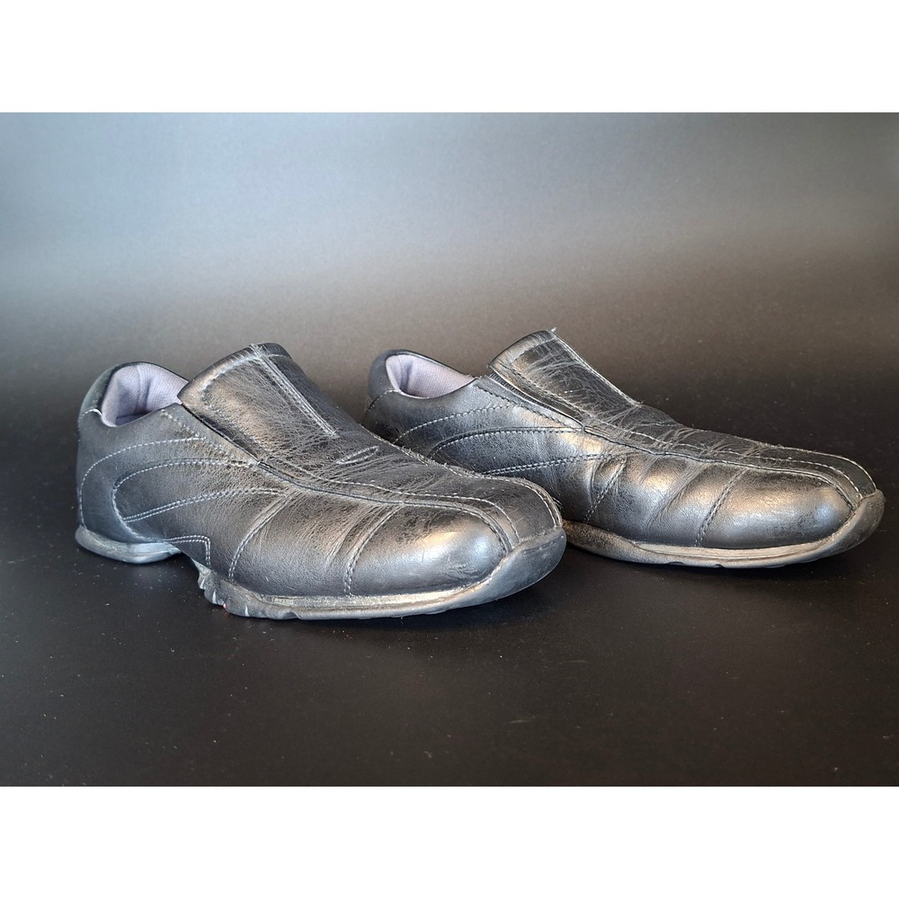 Skechers Men's8.5 Black Leather Slip On Loafers SN 60498 Square Toe Casual Shoes